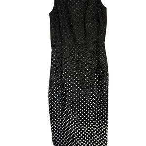 VIRGO Black & White Graduated Polka Dot Sleeveless Lined Maxi Dress Sz 16